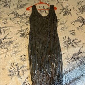 Gatsby style Elegant Grey Sequin Dress